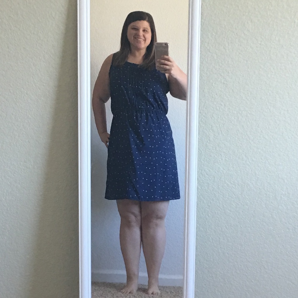 Navy and crew polka dot sleeveless dress